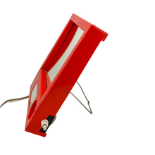 Load image into Gallery viewer, Vintage 1970s EVA Denmark Space Age Vanity Mirror – Orange Retro Makeup Mirror with Light &amp; Socket
