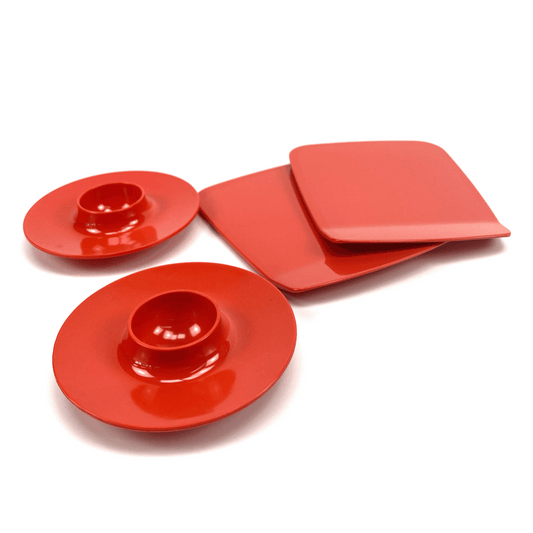 ROSTI Mepal – Vintage Danish Design Set | 2 Sandwich Boards & 2 Egg Cups | Red
