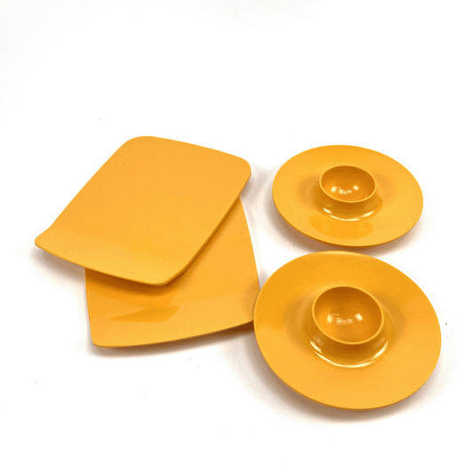 ROSTI Mepal – Vintage Danish Design Set | 2 Sandwich Boards & 2 Egg Cups | Yellow