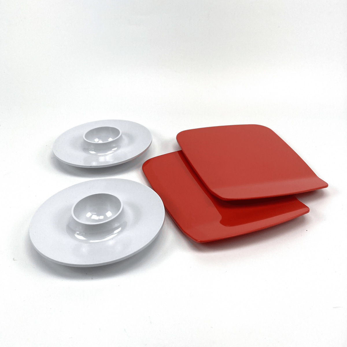 ROSTI Mepal – Vintage Danish Design Set | 2 Sandwich Boards & 2 Egg Cups | White & Red