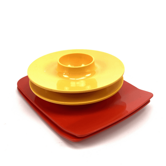 ROSTI Mepal – Vintage Danish Design Set | 2 Sandwich Boards & 2 Egg Cups | Yellow & Red