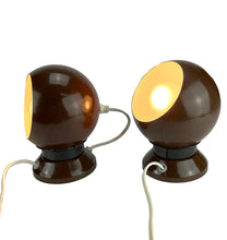 Load image into Gallery viewer, Hamalux Denmark Pair of Iconic Brown Eye Ball Table Lamps, Sold as a set.
