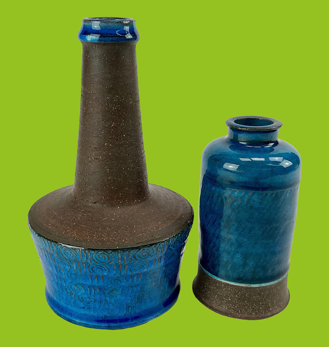 2 Vintage Danish Glazed Stoneware Vases by Nils Kähler, HAK Studio Pottery 1960s – Midcentury Scandinavian Modern