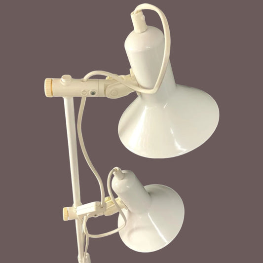 2 spots Horn 847 white Danish Floor Lamp by E.S. Horn of Denmark, 1970s