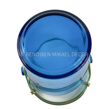 Load image into Gallery viewer, Atelier Berolina Blue Glass Ice Bucket with Gold Handle – 1990s Vintage Barware.
