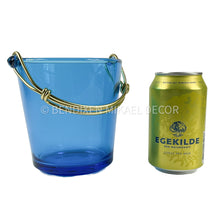 Load image into Gallery viewer, Atelier Berolina Blue Glass Ice Bucket with Gold Handle – 1990s Vintage Barware.
