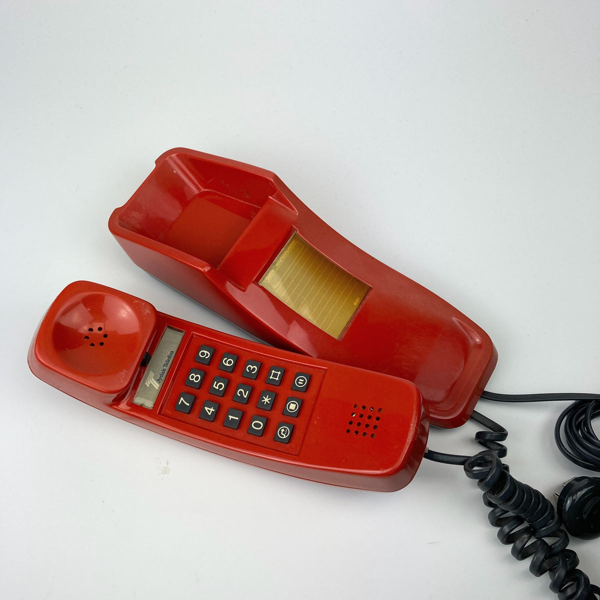 Vintage 1980's Red Retro Phone – Classic Push Button Dial Telephone