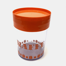 Load image into Gallery viewer, Clear container with orange lid and 'Caffe' text on a white background
