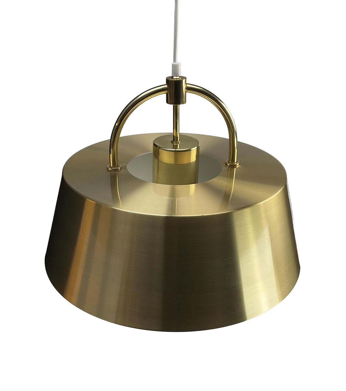 Gold pendant light on a white background