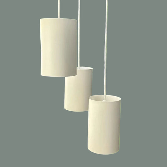 3-piece set of Louis Poulsen Cylinder pendant model 16542 in matte white.