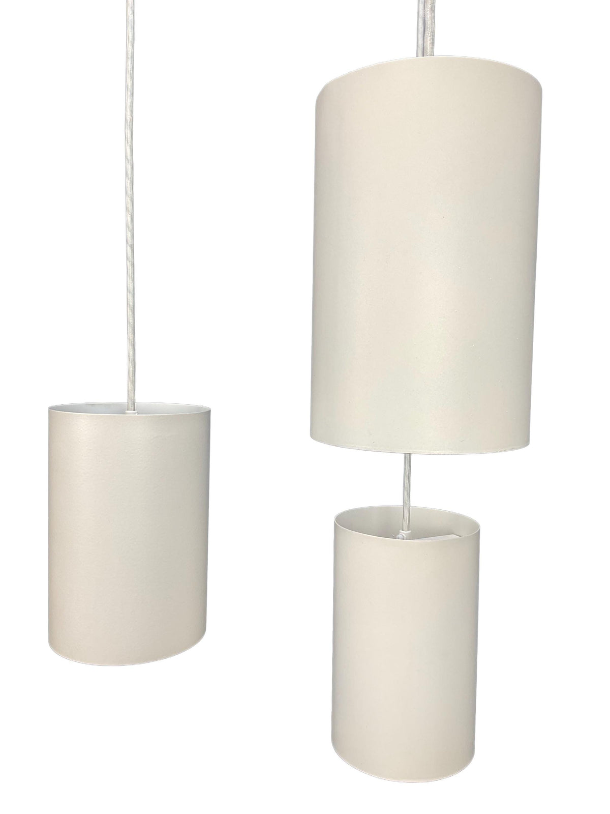 3-piece set of Louis Poulsen Cylinder pendant model 16542 in matte white.
