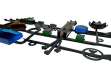 Load image into Gallery viewer, Svend Aage Holm Sørensen Brutalist Cast Iron Wall Sculpture with Coloured Glass, Dantoft Denmark 1960s
