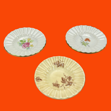 Load image into Gallery viewer, 3 pcs—Mid-century Lyngby porcelain plate Made in Denmark, aquarelle flowers and traditional "frilled" edge.
