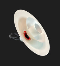 Load image into Gallery viewer, White lampshade with a red accent on a black background
