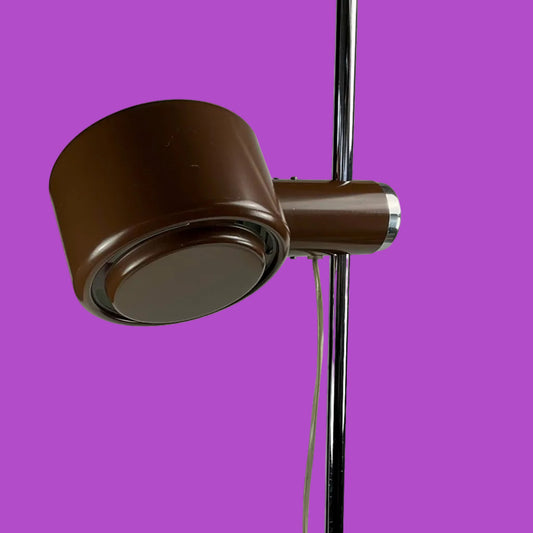 Piccolo Brown and Chrome Danish Floor Lamp by Lyfa of Denmark, 1970s