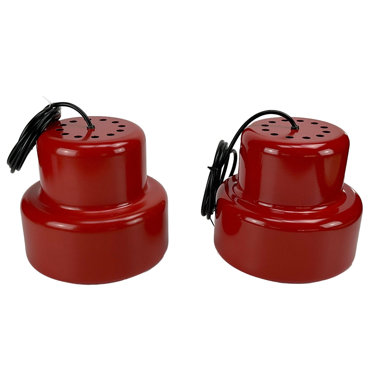 Vintage Red Enamel Poker Mini Pendant Lamps: Jo Hammerborg Danish Design (Set of 2)