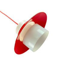 Load image into Gallery viewer, Red and white lampshade on a white background
