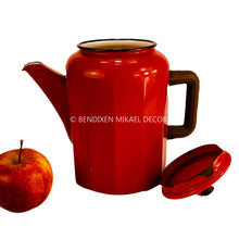 Load image into Gallery viewer, Red teapot with a matching apple on a white background, featuring Bendixen Mikael Decor branding.
