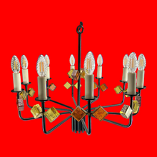 Load image into Gallery viewer, Svend Aage Holm Sorensen, Chandelier, 10 arms in cast iron, electrical light.

