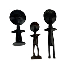 Load image into Gallery viewer, Three black figures of different designs on a white background
