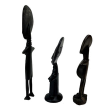 Load image into Gallery viewer, Three black abstract sculptures on a white background
