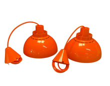 Load image into Gallery viewer, Two orange plastic lamps with flexible necks on a white background
