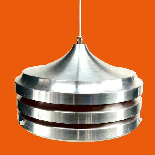 Carl Thore Mid - Century Aluminium Pendant Light – Granhaga Sweden, 1960 – 3 - Layer Orange & White - MOJO Shop