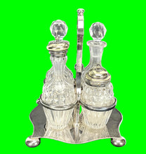 Load image into Gallery viewer, Vintage Silver Plated Cruet Set for Salt, Pepper, Oil, and Vinegar by Wilkinson &amp; Co.
