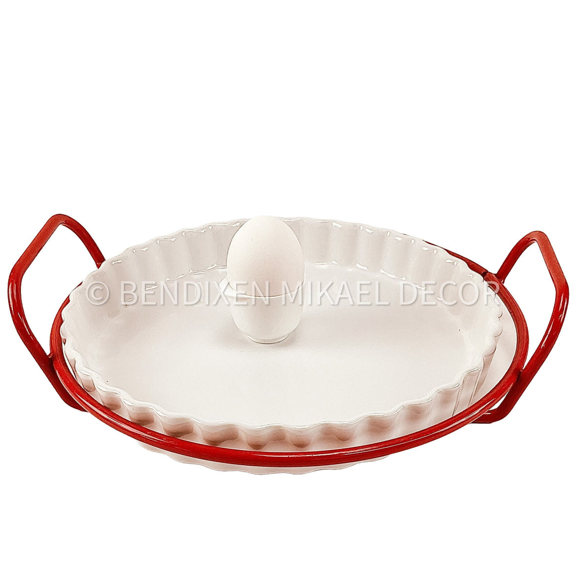 Vintage Danish Red Wire Service Tray Pie Form Iconic Design