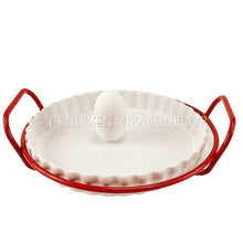 Lade das Bild in den Galerie-Viewer, Vintage Danish Red Wire Service Tray Pie Form Iconic Design
