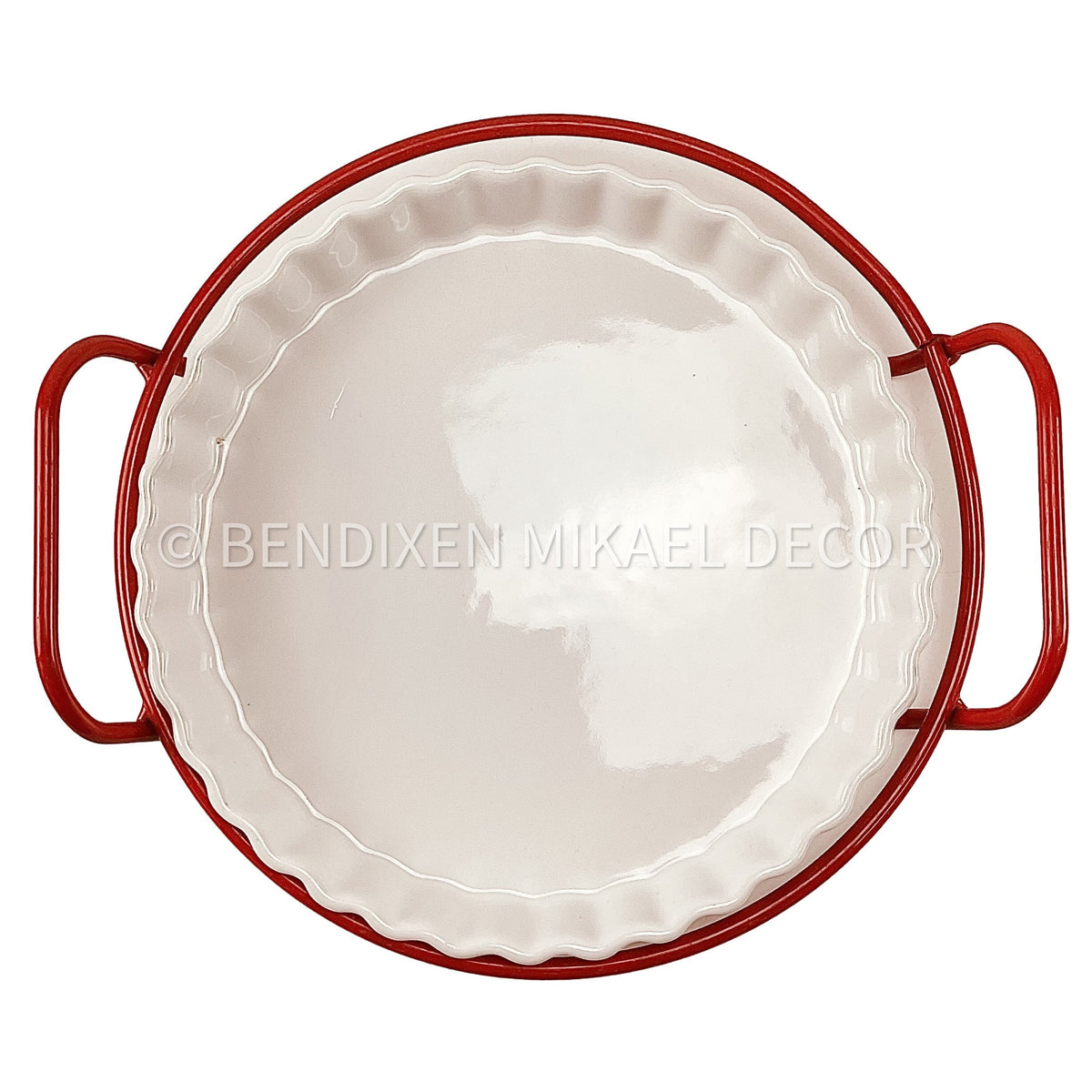 Vintage Danish Red Wire Service Tray Pie Form Iconic Design