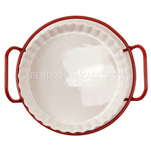 Lade das Bild in den Galerie-Viewer, Vintage Danish Red Wire Service Tray Pie Form Iconic Design
