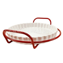 Lade das Bild in den Galerie-Viewer, Vintage Danish Red Wire Service Tray Pie Form Iconic Design
