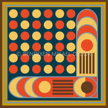 Load image into Gallery viewer, Retro Dot - Orange 70s Funky Dots, Mulberry Silk Scarf Square
