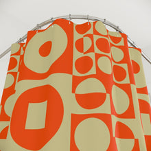 Lade das Bild in den Galerie-Viewer, Shower Curtain ROUND SQUARE - orange | inspired by Vintage Scandinavian Design
