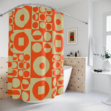 Lade das Bild in den Galerie-Viewer, Shower Curtain ROUND SQUARE - orange | inspired by Vintage Scandinavian Design
