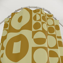 Load image into Gallery viewer, Shower Curtain ROUND SQUARE - Olive Green | inspired by Vintage Scandinavian Design
