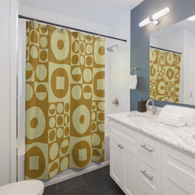 Load image into Gallery viewer, Shower Curtain ROUND SQUARE - Olive Green | inspired by Vintage Scandinavian Design
