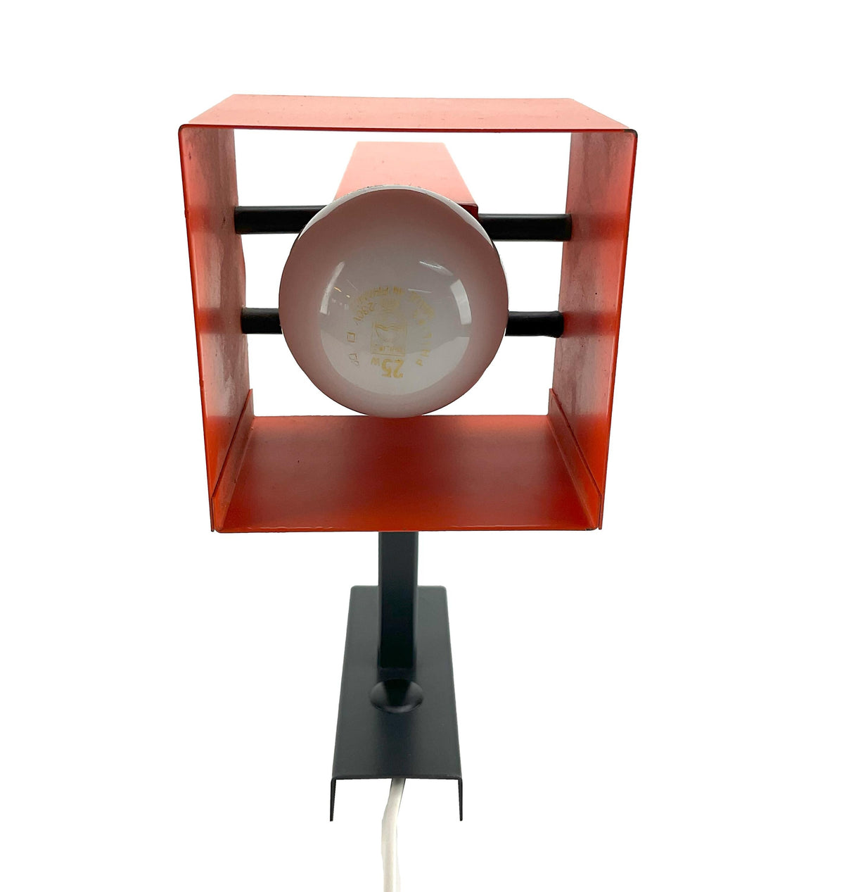 Vintage Orange Square Wall Sconce with Black Adjustable Arm