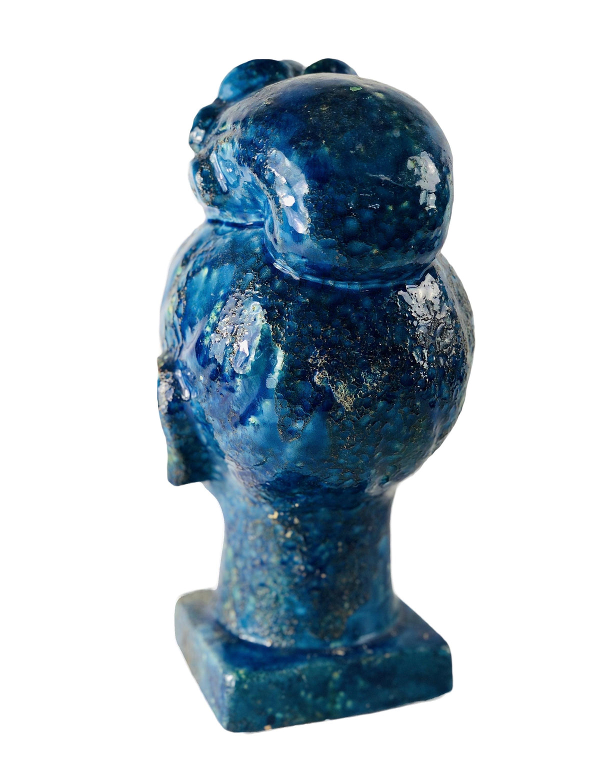 Kwan Guan Yin Buddha Bust — Aldo Londi for Bitossi, Rimini Blue, Italy 1960s