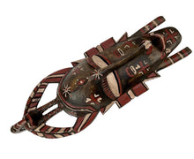 Load image into Gallery viewer, Senufo African tribal mask with bird on head, 16 inches tall.

