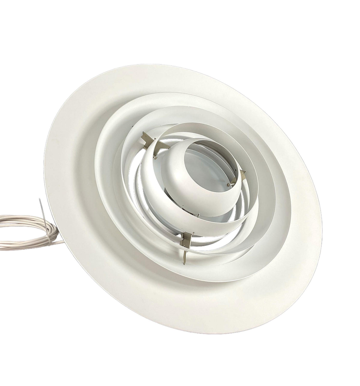 Preben Fabricius and Jorgen Kastholm pendant lamp of white lacquered metal, diameter 55 cm.