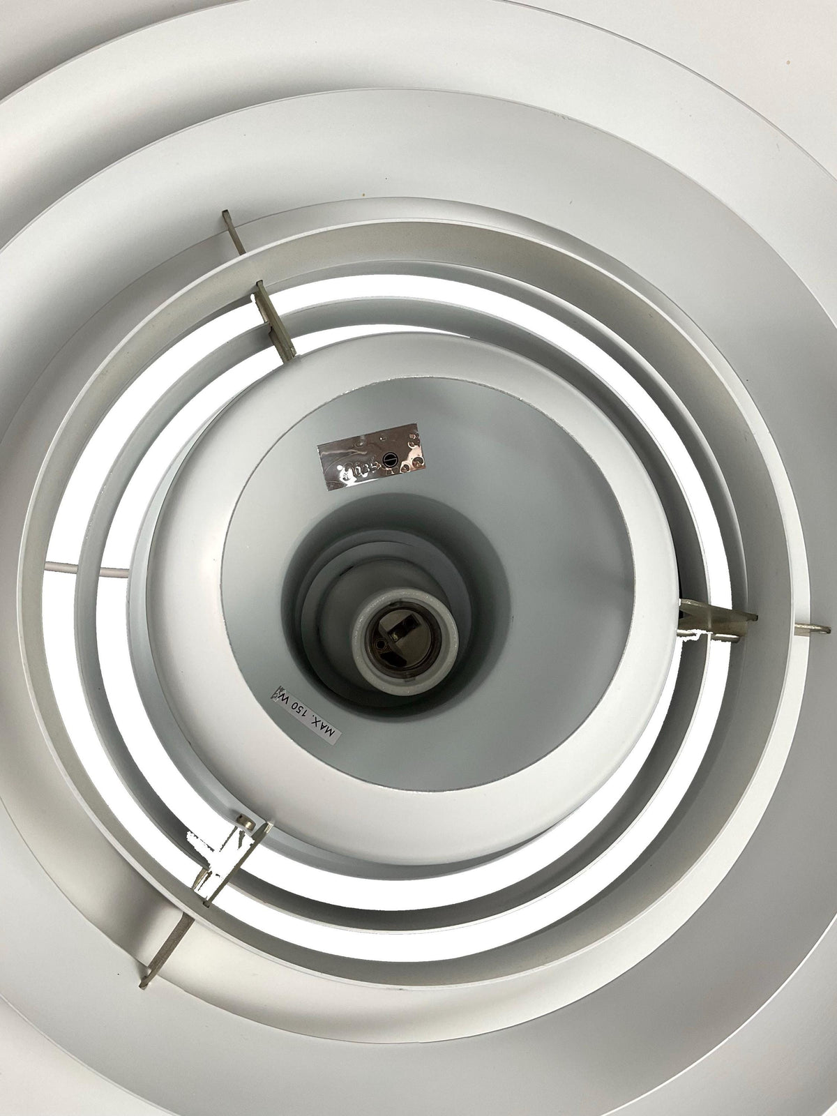 Preben Fabricius and Jorgen Kastholm pendant lamp of white lacquered metal, diameter 55 cm.