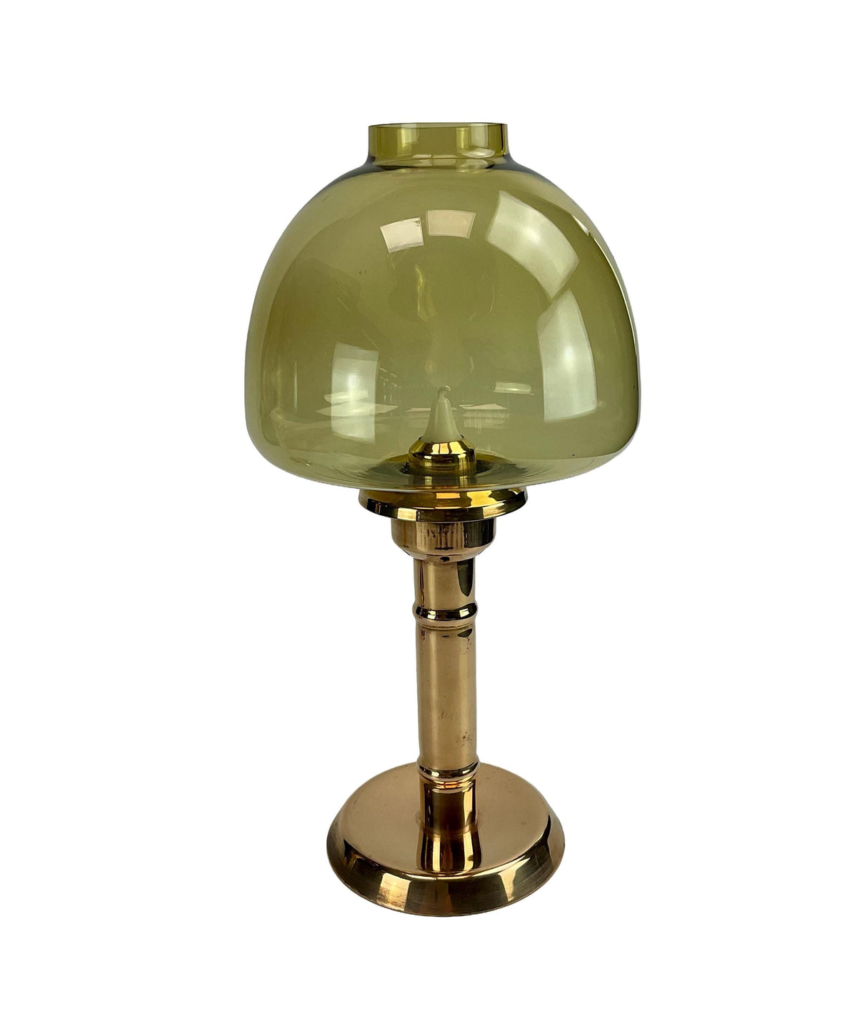 Hurricane light "Claudia" in brass and glass top in amber color. 2 pcs.