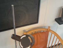 Indlæs og afspil video i gallerivisning Lyfa "Piccolo" Floor Lamp in Brown &amp; Chrome — Danish Mid-Century, 1960s–1970s
