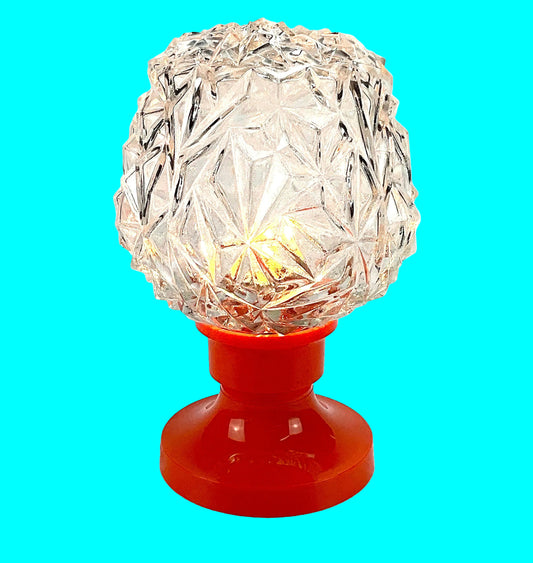 Retro Italian Orange Crystal Night Light Lamp with Tulip Design