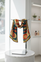 Load image into Gallery viewer, Multi-colored 70s Funky Mulberry Silk Scarf Square

