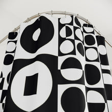Load image into Gallery viewer, Shower Curtain ROUND SQUARE - Black &amp; White | inspired by Vintage Scandinavian Design - MOJO Shop

