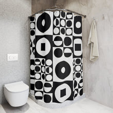 Load image into Gallery viewer, Shower Curtain ROUND SQUARE - Black &amp; White | inspired by Vintage Scandinavian Design - MOJO Shop
