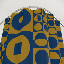 Lade das Bild in den Galerie-Viewer, Shower Curtain ROUND SQUARE - Blue | inspired by Vintage Scandinavian Design - MOJO Shop
